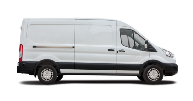 Ford Transit Van, beyaz arka planda izole edilmiş yan görüş. PNG