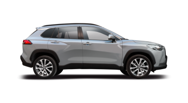 Toyota Corolla Cross arabası, yan görüş izole edildi. PNG