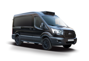 Ford Transit siyah ticari minibüs izole edildi. PNG