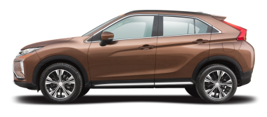 Mitsubishi Eclipse Cross arabası, yan görünümü şeffaf arkaplanda izole edilmiş. PNG