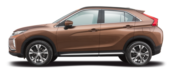 Mitsubishi Eclipse Cross arabası, yan görünümü şeffaf arkaplanda izole edilmiş. PNG