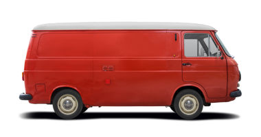 Fiat 238 klasik İtalyan minibüs yan görüntüsü şeffaf arkaplanda izole edildi. PNG