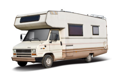 Fiat Doblo klasik İtalyan karavanı şeffaf arka planda izole edilmiş. PNG