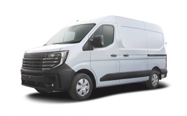 White Japanese van isolated on white background