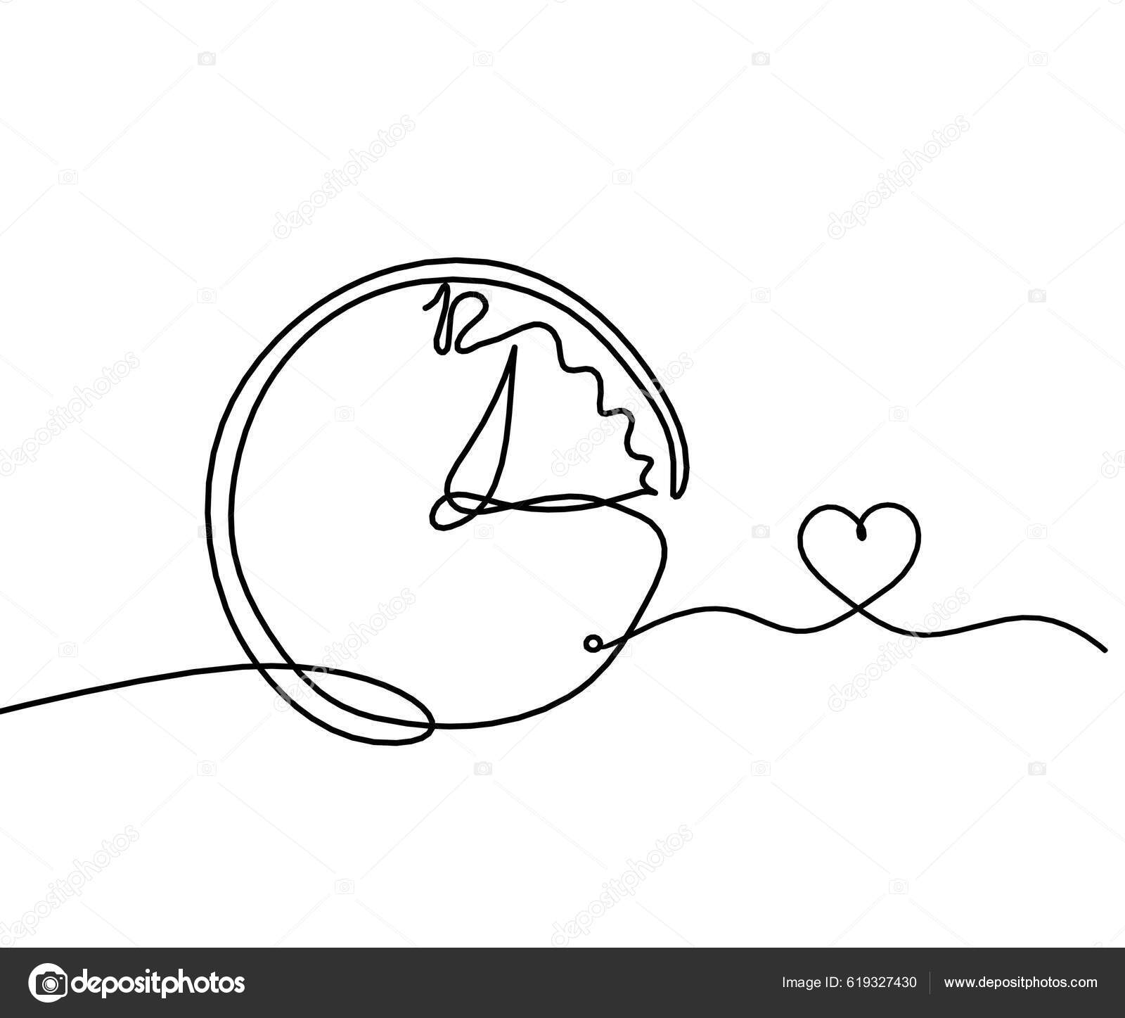 Relógio Abstrato Com Coração Como Desenho Linha Sobre Fundo Branco Vetor de  ©sun_tiger 619327430, image size:1600x1447