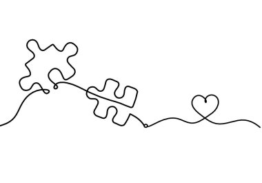 Beyaz arkaplanda kalp çizgisi olan soyut yapboz