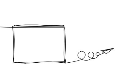 Kağıt düzlemli soyut resim çerçevesi beyaz arkaplan üzerinde sürekli çizgiler olarak çizilir