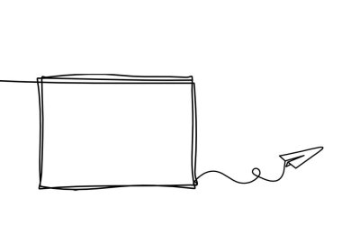 Kağıt düzlemli soyut resim çerçevesi beyaz arkaplan üzerinde sürekli çizgiler olarak çizilir