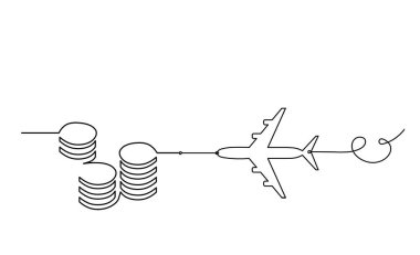 Beyaz arkaplanda sürekli çizgiler olarak düzlemli soyut paralar