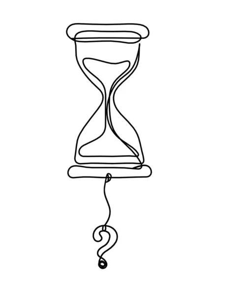 Абстрактные Часы Вопросительным Знаком Виде Линии Белом Фоне — стоковый вектор