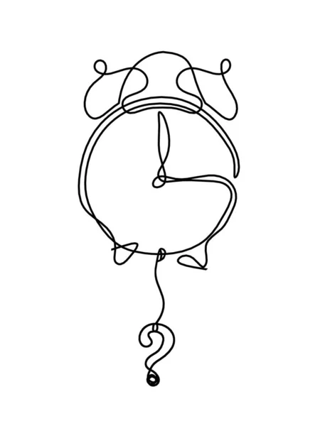 白い背景に線画としてのクエスチョンマーク付き抽象時計 — ストックベクタ