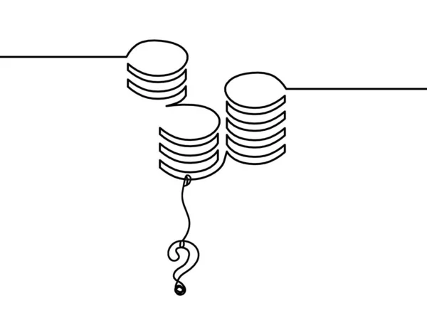 带有问号的带连续线的抽象硬币 画在白色背景上 — 图库矢量图片