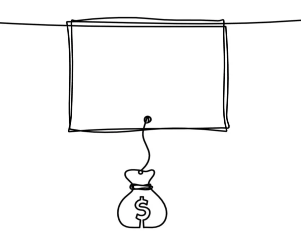 Abstraktní Rámeček Dolarem Jako Souvislé Čáry Kreslící Bílém Pozadí — Stockový vektor