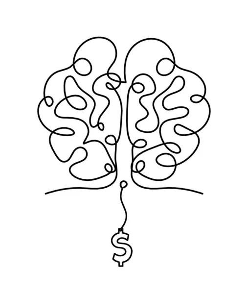 สมองเงาท ดอลลาร นเส นวาดบนพ นหล ขาว — ภาพเวกเตอร์สต็อก