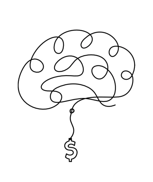 Homem Silhueta Cérebro Com Dólar Como Linha Desenho Sobre Fundo —  Vetores de Stock