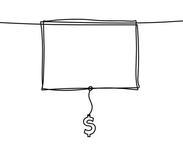 Abstraktní Rámeček Dolarem Jako Souvislé Čáry Kreslící Bílém Pozadí — Stockový vektor