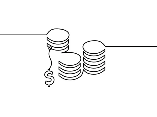 Pièces Abstraites Avec Dollar Comme Lignes Continues Dessin Sur Fond — Image vectorielle