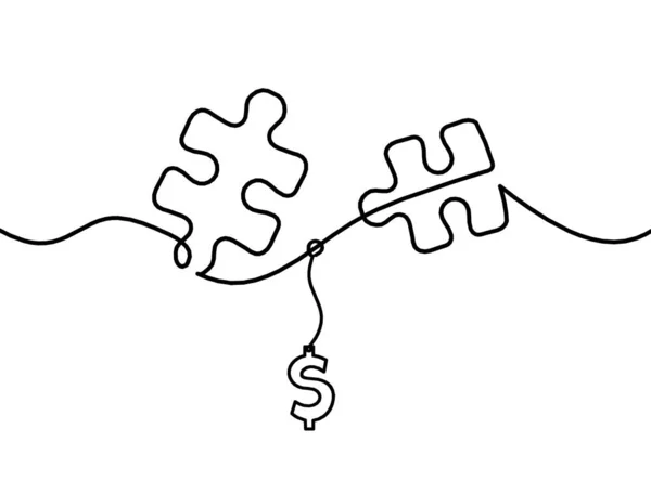 Puzzle Astratto Con Dollaro Come Linea Disegno Sfondo Bianco — Vettoriale Stock
