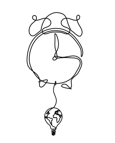 带球状灯泡作为白底线画的抽象时钟 — 图库矢量图片