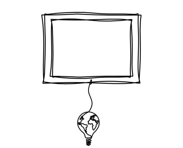 带球状灯泡连续画线的白色背景抽象画框 — 图库矢量图片