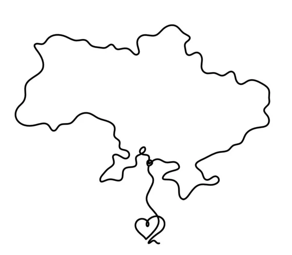Карта Украины Сердцем Виде Чертежа Белом Фоне — стоковый вектор