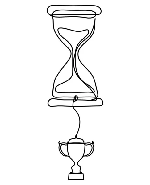 Abstrakte Uhr Mit Trophäe Als Linienzeichnung Auf Weißem Hintergrund — Stockvektor