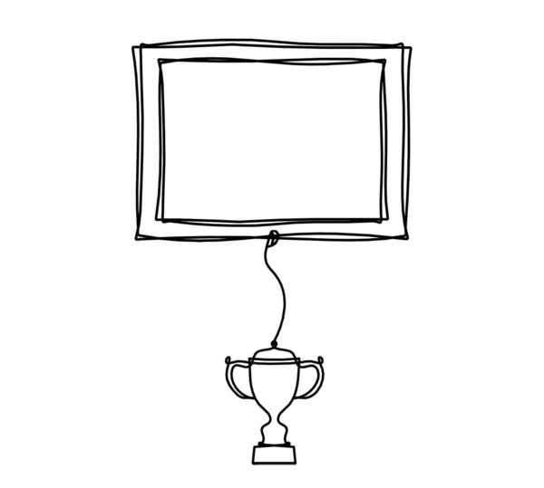 Abstract Picture Frame Trophy Continuous Lines Drawing White Background — Stock Vector