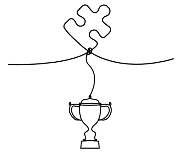 Puzzle Abstrait Avec Trophée Comme Dessin Trait Sur Fond Blanc — Image vectorielle