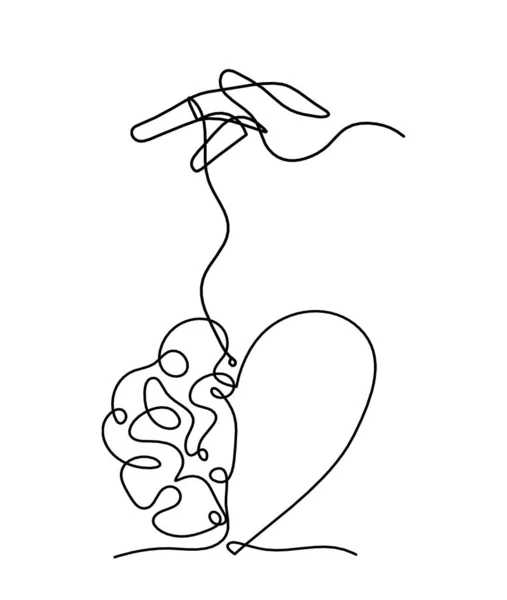 白地に線画として手で男シルエット脳 — ストックベクタ