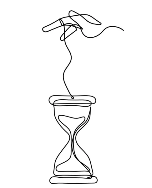 Reloj Abstracto Con Mano Como Dibujo Línea Sobre Fondo Blanco — Vector de stock
