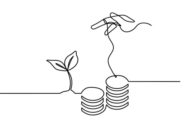 白地に連続線として手描きの抽象コイン — ストックベクタ
