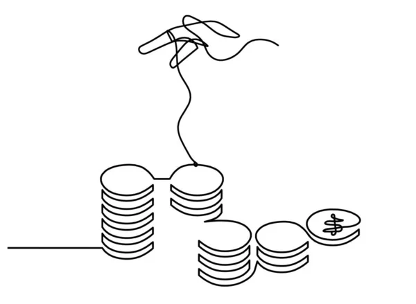 Abstraktní Mince Rukou Jako Souvislé Čáry Kreslení Bílém Pozadí — Stockový vektor
