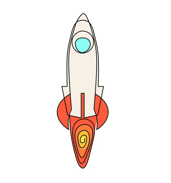 Cohete Color Abstracto Como Dibujo Línea Continua Sobre Fondo Blanco — Vector de stock