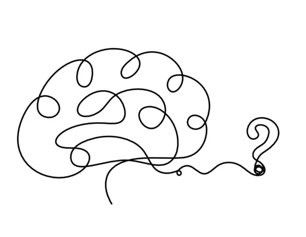 Hombre Silueta Cerebro Con Signo Interrogación Como Dibujo Línea Sobre — Vector de stock