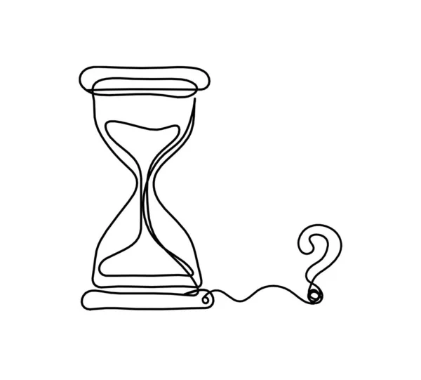 Abstract Clock Question Mark Line Drawing White Background — Stock Vector