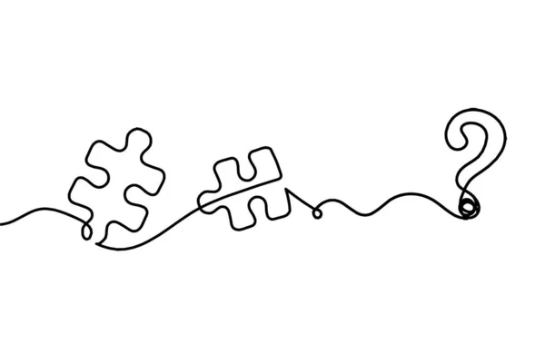 Abstrakcyjne Puzzle Znakiem Zapytania Jak Rysunek Linii Białym Tle — Wektor stockowy
