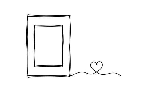 Marco Imagen Abstracto Con Corazón Como Líneas Continuas Dibujando Sobre — Archivo Imágenes Vectoriales