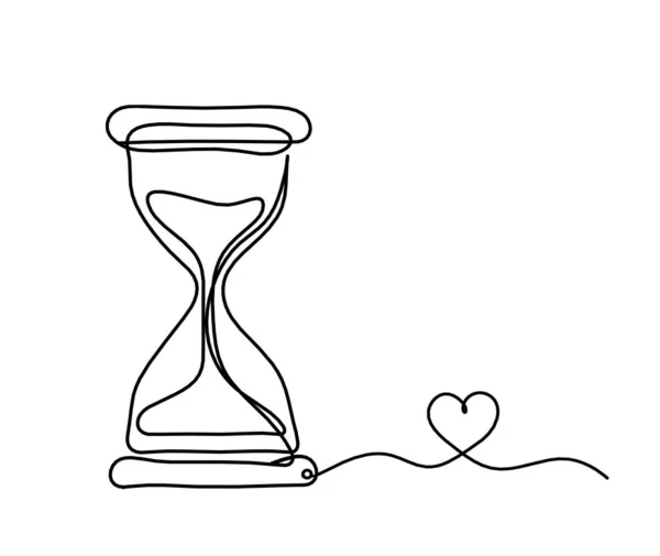 Reloj Abstracto Con Corazón Como Dibujo Línea Sobre Fondo Blanco — Vector de stock