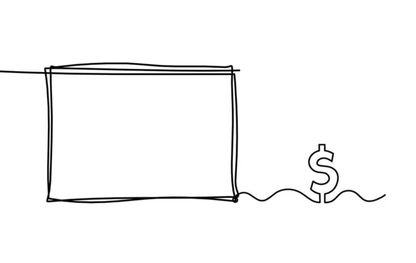 以美元为连续线条 以白色背景为画线的抽象画框 — 图库矢量图片