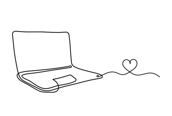 Abstraktní Notebook Srdcem Jako Čára Kreslení Bílém Pozadí — Stockový vektor