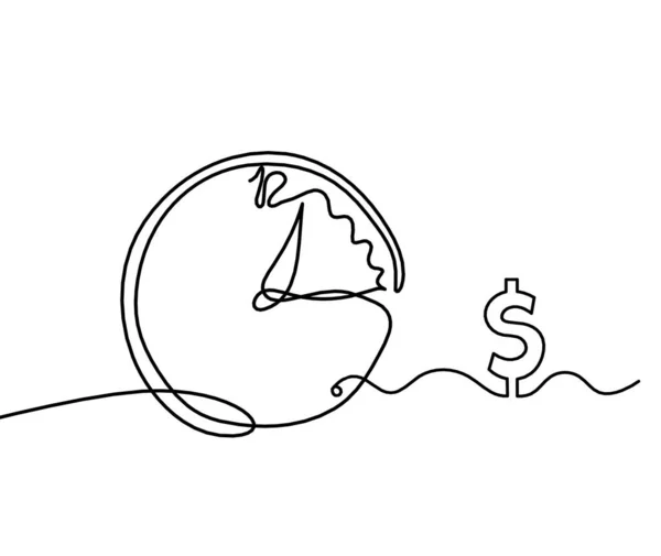 Αφηρημένο Ρολόι Δολάριο Σχέδιο Γραμμή Λευκό Φόντο — Διανυσματικό Αρχείο