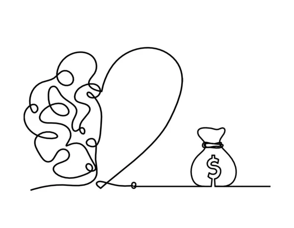 Homem Silhueta Cérebro Com Dólar Como Linha Desenho Sobre Fundo — Vetor de Stock