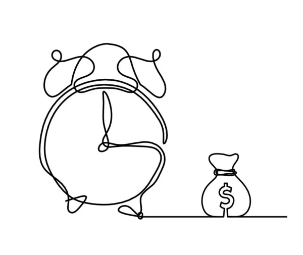 Horloge Abstraite Avec Dollar Comme Dessin Ligne Sur Fond Blanc — Image vectorielle