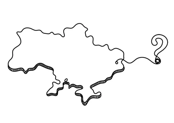 带有问号的乌克兰地图 以白底画线 — 图库矢量图片