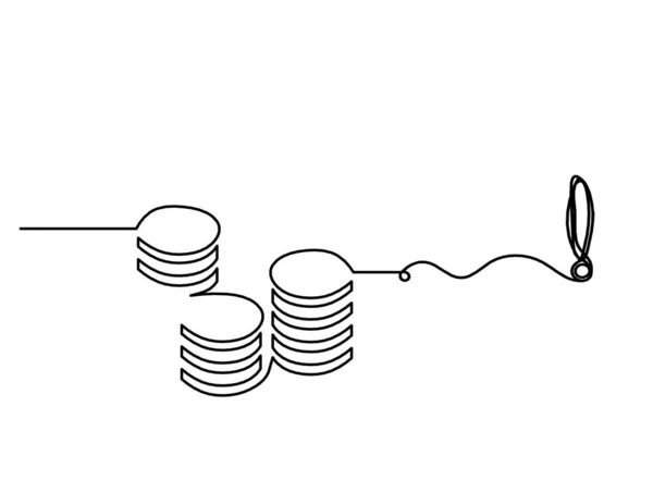 带有感叹号的连续线条的抽象硬币 画在白色背景上 — 图库矢量图片