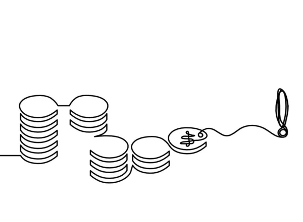 Abstrakte Münzen Mit Ausrufezeichen Als Durchgehende Linien Auf Weißem Hintergrund — Stockvektor