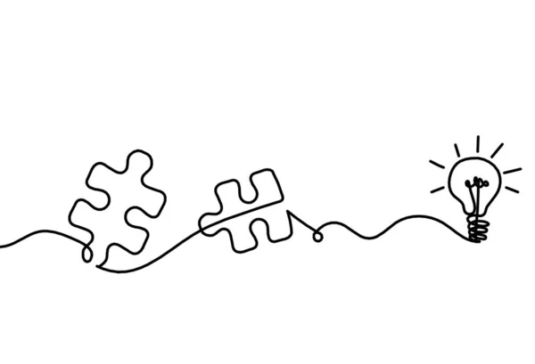 Abstrakcyjne Puzzle Żarówki Jako Linii Rysunek Białym Tle — Wektor stockowy