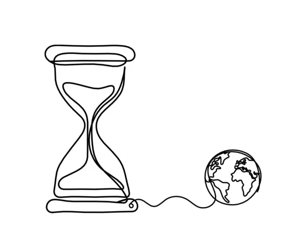 Relógio Abstrato Com Globo Como Linha Desenho Sobre Fundo Branco — Vetor de Stock