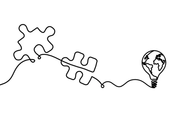 带球状灯泡线在白色背景上绘制的拼图 — 图库矢量图片