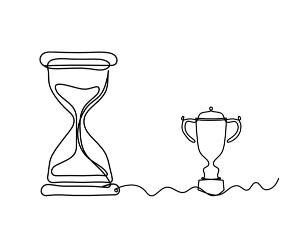 Abstract Clock Trophy Line Drawing White Background — Stock Vector